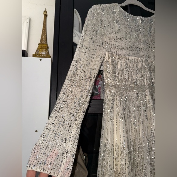 MAC DUGGAL High Neck Long Sleeve A Line Mini Dress - Size 8 - Picture 13 of 17